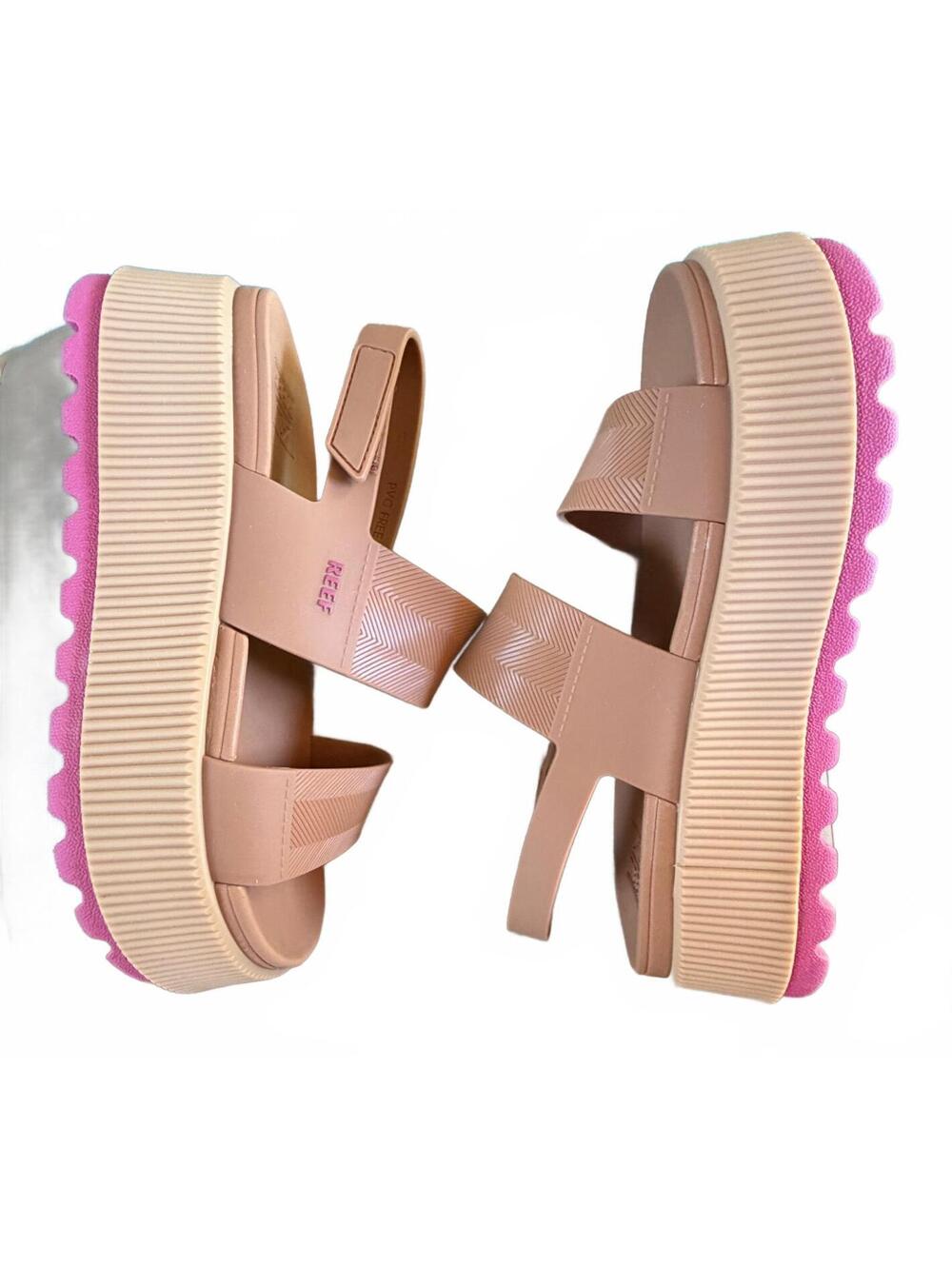 NWOB Reef Water Vista Higher Platform Sandals in Natural/Pink size 8 - Picture 5 of 9